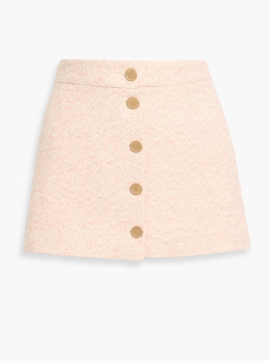Frame Denim Dresses & Skirts - Frame The Tweed Light Pink Gold Button Front A-Line Mini Skirt NEW Size 8